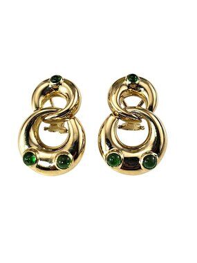 Tiffany & Co. 18K Yellow Gold Emerald Double Link Clip-On Earrings #25060